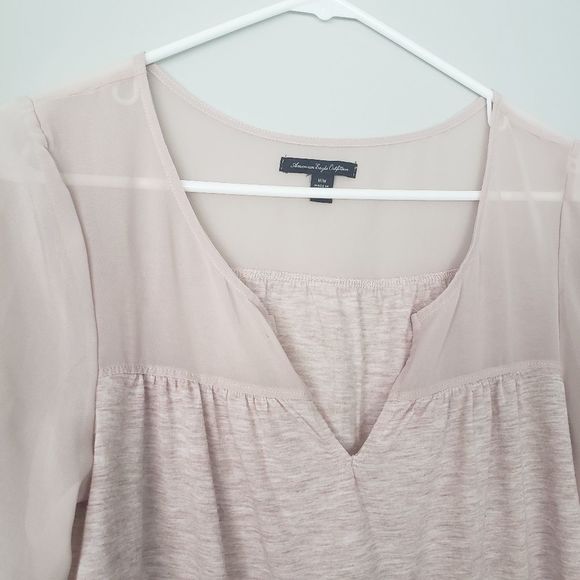 AMERICAN Eagle Outfitters AEO blouse top pink beige medium - Picture 3 of 5